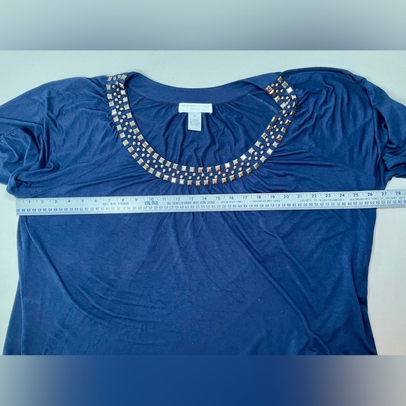 Design History Navy Blue Blouse with Embellished Neckline - Picture 12 of 15